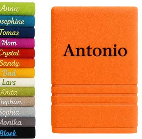 Pet-Jos Personalisiertes Badetuch mit Namen Schön Bestickt Name Benutzerdefinierte Handtuch 140 x 70 cm Badetuch Baumwolle Handtuch (Lila)