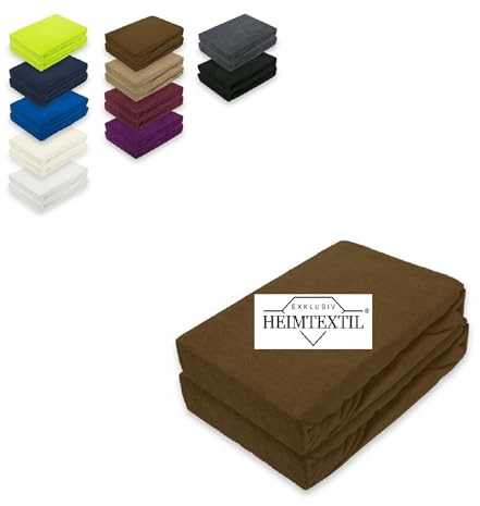 EXKLUSIV HEIMTEXTIL Frottee Spannbettlaken Marke Doppelpack 90 x 200 cm 80% Baumwolle, 20% Polyester Öko - Tex Zertifiziert, Markenqualität, Matratzenhöhe bis 25 cm, Schokobraun