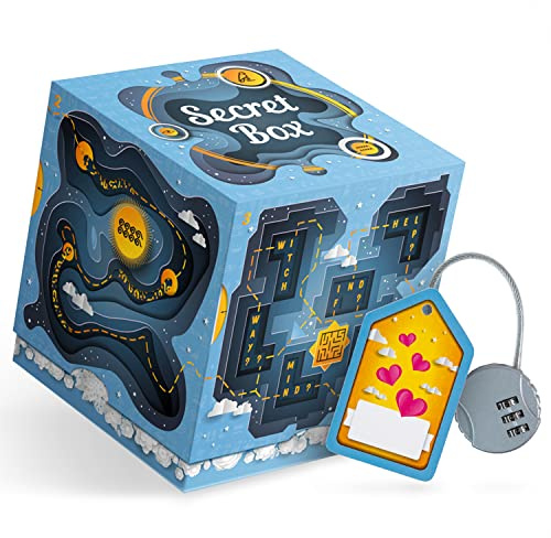 ESC WELT Secret Box Geschenkbox - Kreative Rätselbox für Geld, Gutscheine und Geschenkkarten - Geschenkbox für Geldgeschenke - Gestaltbare Verpackung für Geburtstag
