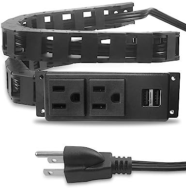 Drawer Outlet Kit with 2 15Amp AC Outlets 5V2A USB-A for Bathroom Bedroom Kitchen Vanity Nightstand Drawer ect Drawer Outlet Charging Station Storage Assistant Black