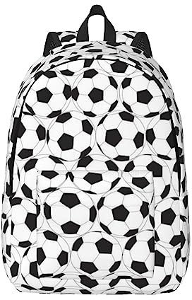 KoNsev Laptop-Rucksack mit Fußball-Muster, Reise-Rucksack, Arzttasche, schwarz, Rucksack, stilvoll, leicht und funktional, Schwarz, Schwarz , M