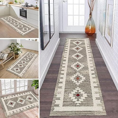 Teppich Läufer Flur Küche rutschfest waschbar Teppichläufer Lang Vintage Boho 90X150CM Modern Design Meterware Korridor Tepiche Esszimmer Schlafzimmer Wohnzimmer Schmutzfangmatte Küchenteppich