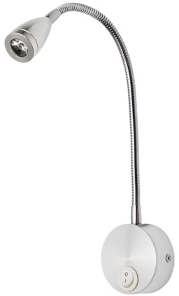 Hemobllo LED Gooseneck Wall Reading Light 3W Brushed Silver – Flexible Neck Focuses Beam for Bedtime Books for Bedroom Night Use