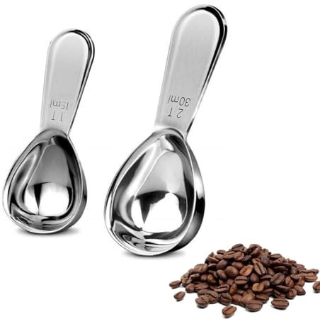 Hpamba Kaffeedosierlöffel Aus Edelstahl Kaffeemesslöffel Aus Edelstahl Kaffeelöffel Messlöffel Kaffeemaßlöffel Aus Edelstahl Dosierlöffel Schöpfen Von Kaffee Teepulver Zuckermehl 2 Esslöffel(15+30ml)