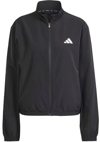 adidas Women's Train Essentials 3-Stripes Woven Warm Up Sweatshirt, black/white, S