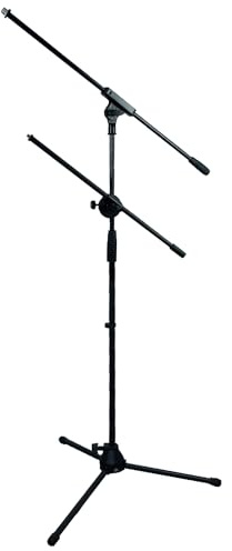 keepdrum MS106 BK Mikrofonständer mit Galgen + MSA067 Mikrofonarm zum Anbringen von Mikrofon/Tablet/Handy-Halterungen