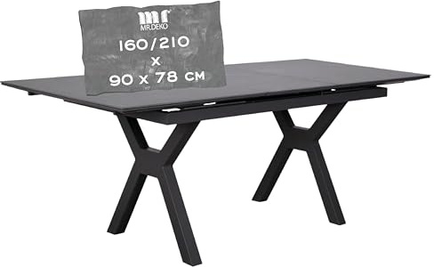 MR. DEKO Gartentisch ausziehbar 160/210x90cm Outdoor Tisch wetterfest | Balkontisch Keramikplatte