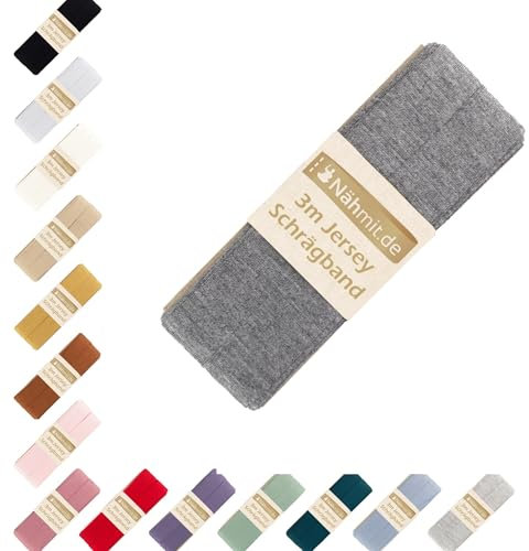 Nähmit - Jersey Schrägband - elastisches vorgefalztes Einfassband 3 Meter x 20mm