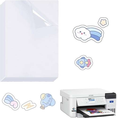 CALLYSONIC 10 fogli A4, pellicola adesiva stampabile, trasparente, per stampanti laser, pellicola autoadesiva, carta trasparente, ideale per la stampa di poster, foto, adesivi fai da te
