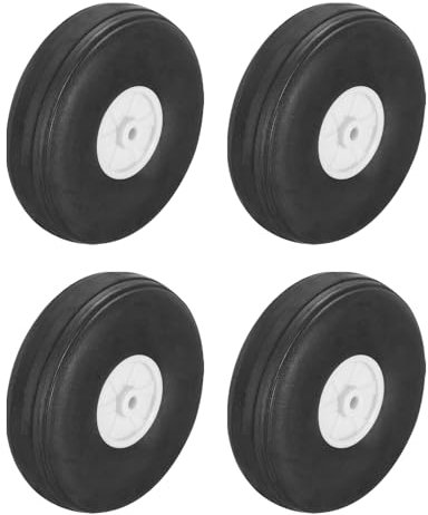 sourcing map 4 Pcs RC Airplane Wheels, 2.5 Inch OD RC Plane Parts Wheels Model Airplane Light PU Sponge Tire Tail Foam Wheel for DIY RC Model Plane Aircraft