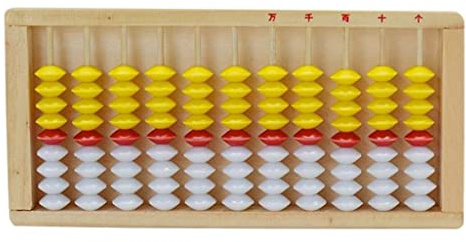 JWQFBC Klassischer – 8,15 Zoll – 11 Spalten – Lernwerkzeug für Kinder Im Alter von 6–7 Jahren, Holz gelb Rot weiß, 20.7x8.9x1.5cm