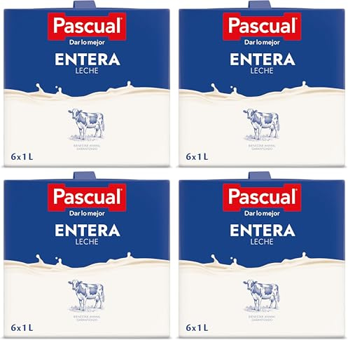 Pascual- Leche Pascual Clásica Entera. Formato 6x 1 L (Paquete de 4)