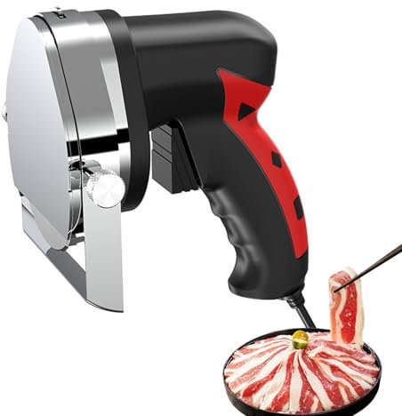 Trancheuse À Kebab Électrique, Couteau À Kebab Électrique 80 W, Couteau Gyroscopique pour Machine de Découpe de Viande Rôtie À Main, Épaisseur de 0,5 À 8 Mm, Lame en Acier 304 Red