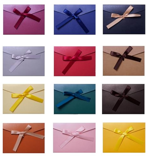 GZYYANG Briefumschläge Bunt Kraftpapier, 12 Stück, 17.5 x 12.4 cm | Bunte Umschläge mit Bändern Geschenkkarten Perlglanzpapier für Party Geburtstag, Hochzeit, Thanksgiving