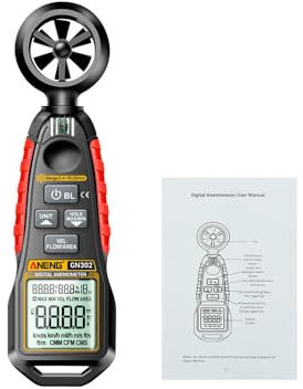 SATMW gn302 anemometro Portatile 9999 conteggio Digitale 0,4~30,00 m/s Conte misuratore di velocità del Vento -20,0c ~ 60,0c Tester a Temperatura anemometro