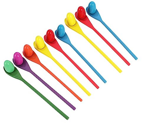Yardwe 9sets Egg and Spoon Race Game for Boy Girl and Adults Fun Outdoor Activity Toys for Family Parties and Picnics Eggs and Spoons for Competitive Play