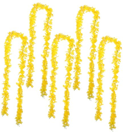 UKCOCO 5pcs Artificial Lilac Flower Vine Garland for Indoor and Outdoor Decoration Realistic Faux Plants for Weddings Parties and Ceiling