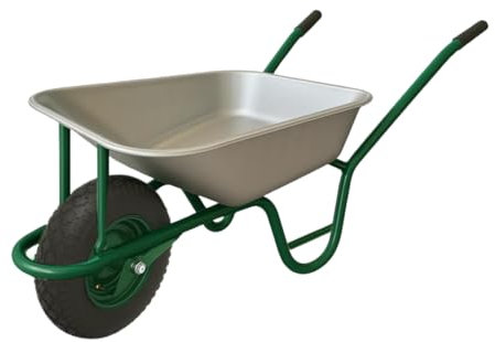 Carriola da Giardino 75L – Telaio in Acciaio Zincato, Ruota Pneumatica 4.00-8 con Camera d’Aria, Portata 100kg – Ideale per Cantiere, Prato, Cemento