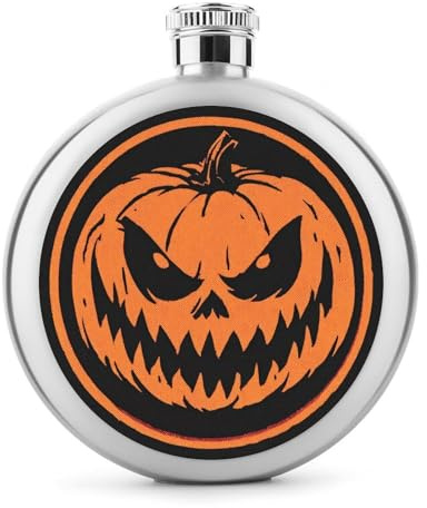 Horror Halloween Pumpkin Fiaschetta in acciaio inox per liquori, bottiglia rotonda tascabile portatile per bevande 141,7 g