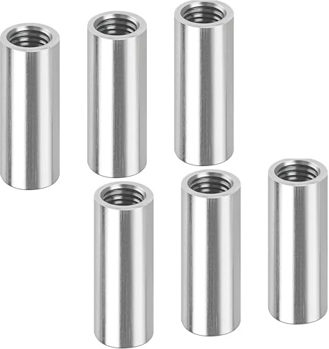 6 Stück M8×30mm Runde Gewindemuffen, 304 Edelstahl Rundmuffen Verbindungsmuttern, V2A Innengewinde Distanzmuffen Kupplungsmutter, Kupplungsmutter Langmuttern für Halterung