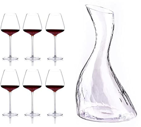 Genérico Decantadores de Vino de Cristal, sin Plomo, Forma de Cisne, Copas de champán artesanales, Utensilios para Brandy casero, Jarra de oxidación rápida (Rosso)