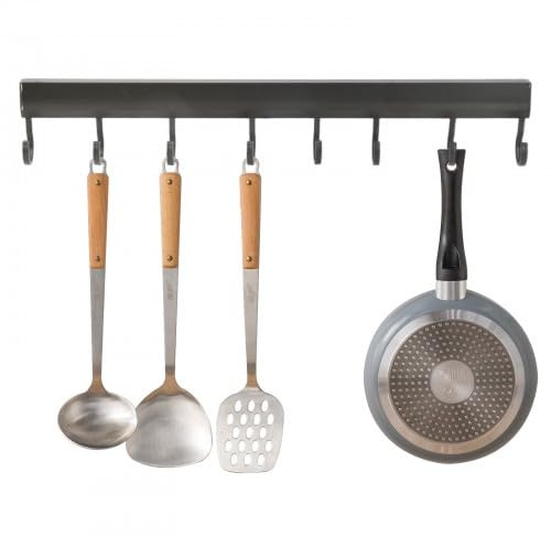 Ziyonix Barre De Suspension D'ustensiles Cuisine Mural Sans Perçage Auto-Adhésif En Aluminium Pour Salle De Bain Et Cuisine (Taille B)