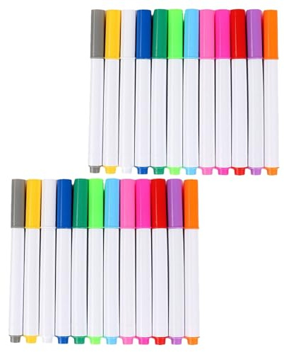 FUNNETOYU 24 St Fluorescerande Neon Kritpennor med Fin Spets Tvättbara och Raderbara Flytande Kritpennor för Led-skyltar Akrylskivor Återanvändbara Ritpennor för Barnvänligt Kreativt