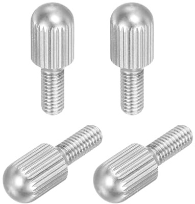 QUARKZMAN tornillos moleteados pequeños M4 x 10 mm rosca macho (plateados).