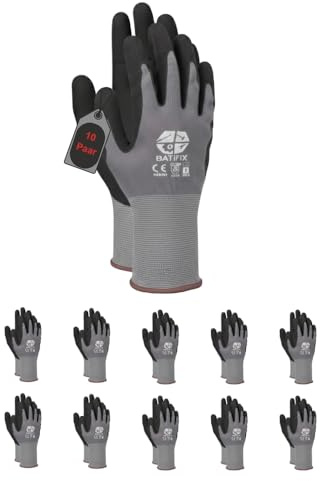 Schutzhandschuhe Universal Flex, 10 Paar, L - 9, mit Nitril-Beschichtung | Präzise Arbeitshandschuhe atmungsaktiv, flexibel, rutschfest & abriebfest für Handwerk, Industrie, Montage & Garten