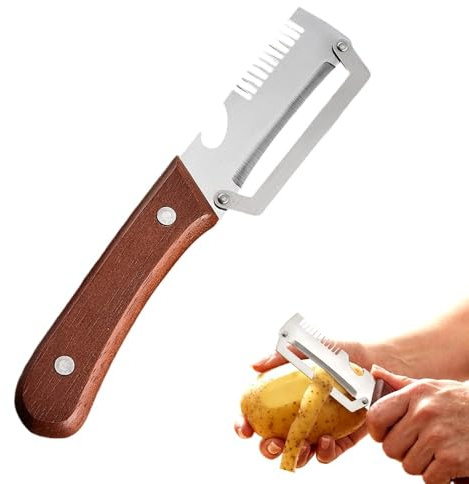 Pelapatate Multifunzione, Utensile da Cucina con Apribottiglie e Trituratore per Cipolle Verdi, Pelapatate Julienne in Acciaio Inossidabile per Patate, Frutta, Canna da Zucchero 1pc