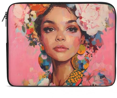 Maletín para portátil con diseño de mujer con flores, para Ultrabook, Estilo:, 12inch