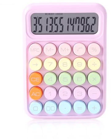 Calculadora de teclas grandes teclado mecánico pantalla de 12 dígitos mini calculadora oficina escuela hogar retro máquinas de escribir diseño ABS antideslizante calculadora de mesa multicolor