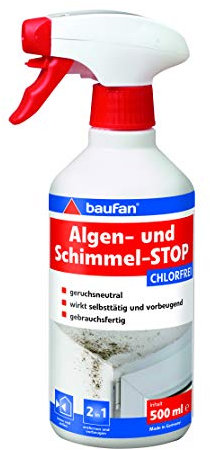 Baufan Algen- und Schimmel-STOP - 500ml, chlorfrei I Schimmelentferner entfernt Schimmel, Algen & Grünbeläge I Geruchsneutrales Anti Schimmel Spray
