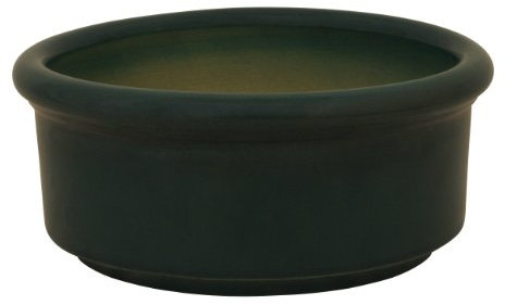 K&K Keramik Bonsaischale rund 3 Liter Pflanzschale Halle, 25x11 cm robust, dickwandig, frostfest aus Steinzeug-Keramik (grün)