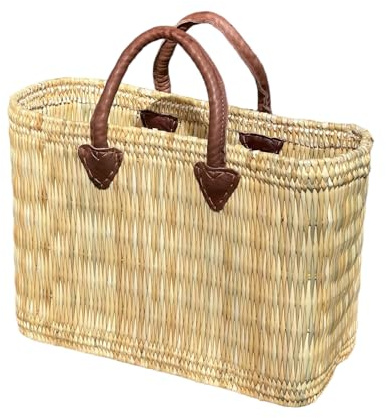Korbtasche oder Ibiza Tasche mit Ledergriff, Marokko