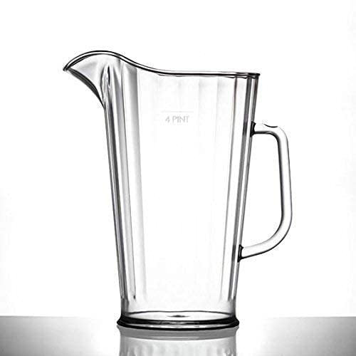 Plastic 4 Pint Jug | Virtually Unbreakable | Reusable | Strong Rigid Polycarbonate Pitcher | Made in UK | CE Marked | Trade Quality | Pimms / Beer / Juice