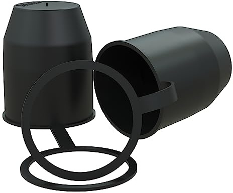 AUPROTEC Schutzkappe Anhängerkupplung mit Sicherungsring Kugelschutzkappe Abdeckkappe mit Schlaufe für Auto Kugelkopf-Kupplung schwarz 2er-Set