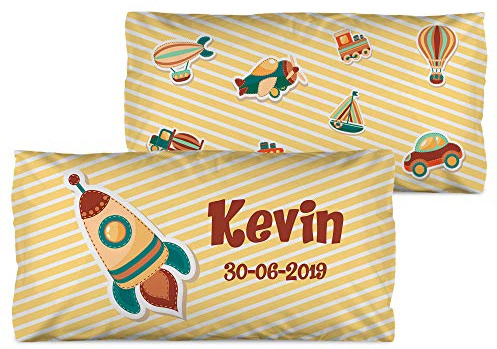 LolaPix Kopfkissen für Kinder Personalisiert mit Name. Geschenke für Kinder. Füllung enthalten. Verschiedene Designs zur Auswahl. Verschiedene Größen zur Auswahl. Rakete