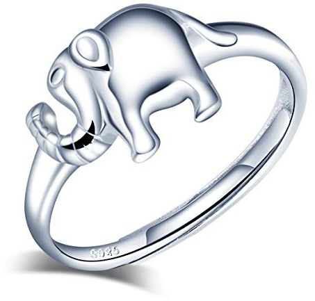 Yumilok Damen-Ring Einstellbar Jahrestag Elefanten Lucky Ring Schmuck Partnerringe Fingerring Midi Ring Vertrauensring Silber 925 für Frauen Mädchen