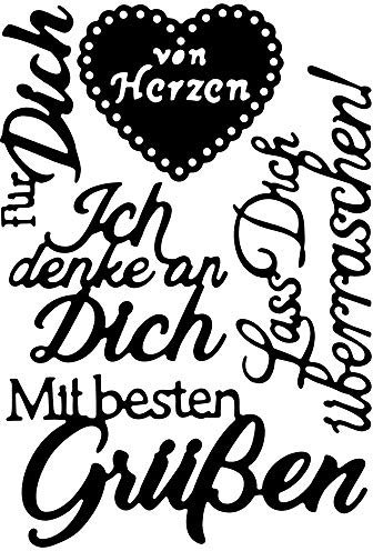 Ideen mit Herz Stanzschablonen | Schriften | Grüße/Design 2 | 5 Stück