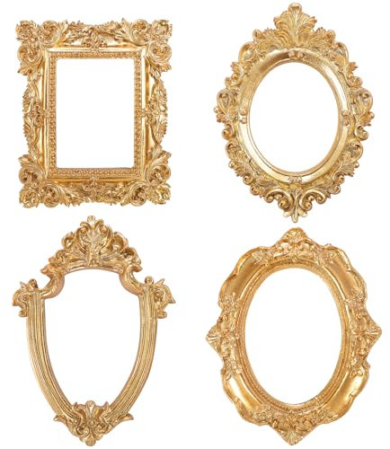VALICLUD 4 Stück Vintage Bilderrahmen Oval Geformte Mini Retro Fotorahmen Desktop Schmuck Display Rahmen für Bilder Kunst Andenken Andenken
