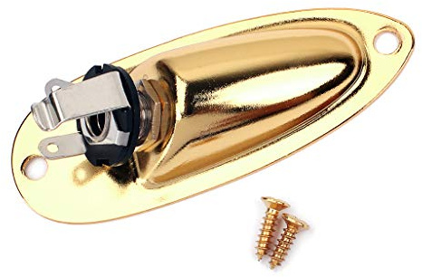 Alnicov Boat Input Output Jack Plate Socket with Screws for Fender Strat Guitar Gold