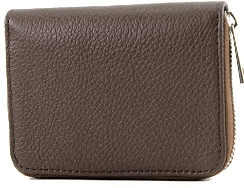 modamoda de - P04 - ital. Damen Portemonnaie Echtleder kurz, Farbe:Dark Chocolate