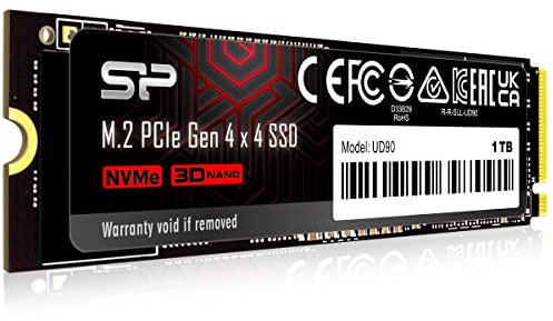 Silicon Power 1TB UD90 NVMe 4.0 Gen4 PCIe M.2 SSD R/W up to 5,000/4,800 MB/s (SP01KGBP44UD9005)