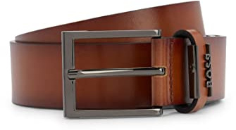 BOSS Herren Cole-Ant Sz35 Gürtel aus italienischem Leder mit gebürsteten Metalldetails