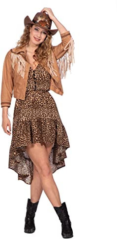 MIMIKRY Damen Fransen-Jacke Braun mit Ethno-Borte Indianerin Cowgirl Hippie Festival Wilder Westen Western 60er 70er, Größe:36