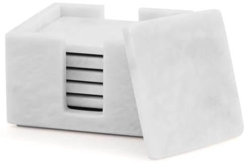 Radicaln Marmor-Untersetzer für Getränke, quadratisch, 8,9 cm, handgefertigt, 6 Stück, für Bauernhaus-Küchendekoration, Untersetzer für Couchtisch, Bar, Dekoration, Untersetzer mit Halter