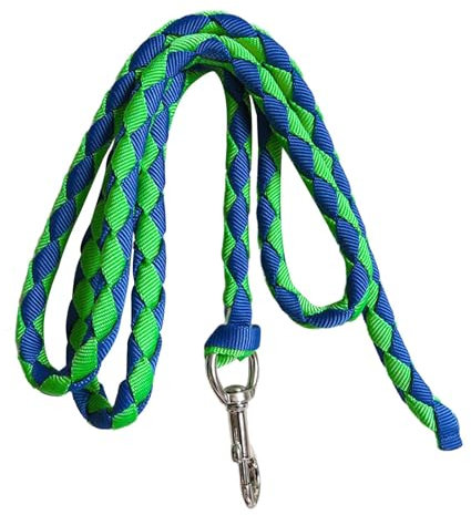 Sharplace Führstrick für Pferde mit Bolzenkarabiner, geflochtenes Gurtband, Pferdeseil, praktische Reitausrüstung, Halfterseil für Vieh, 3meter Grün Blau