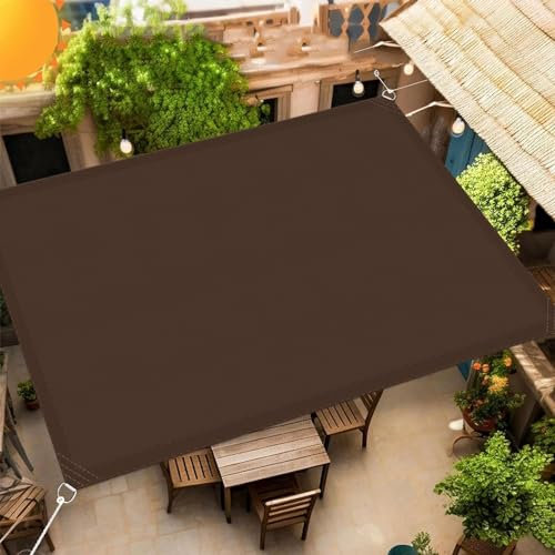 Tenda a Vela Ombreggiante Quadrata 4 x 5 m Impermeabile Rete Parasole per Giardino Protezione Solare Antivento con Fune per Esterno Giardino Terrazza Colore, Marrone