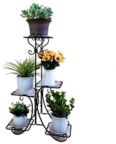 REEKOS Pflanzenregal Blumenständer Pflanzenständer Metall-Blumen-Pflanzenregal Sukkulenten-Mikro-Blumentopfhalter Zimmerpflanzenständer Außenterrasse Blumenregal Blumentreppe(Black)